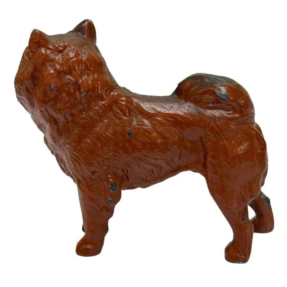 Vintage Cast Iron Chow Chow Puppy Dog Figurine Painted Collectable 2.5